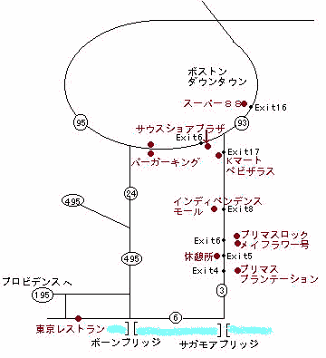 ボストン〜ケープの地図